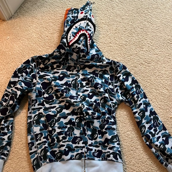BAPE ABC shark full zip blue hoodie